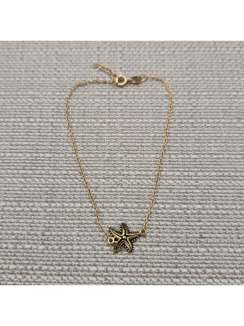 10 Inch Gold Over Sterling Silver Starfish Anklet Bracelet A8155